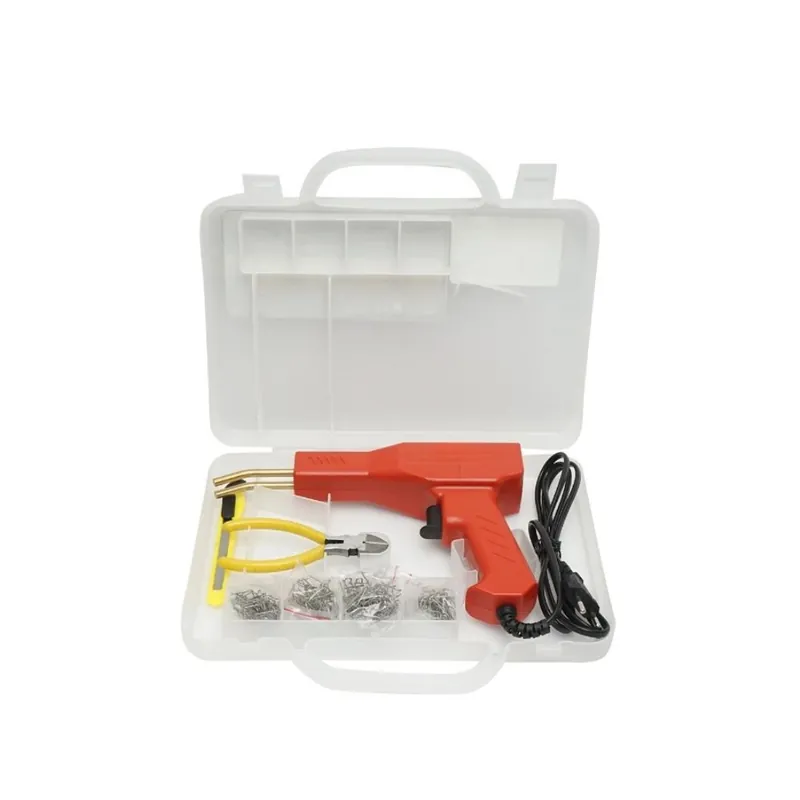 Promoție Aparat tip pistol de lipit/sudat plastic, cu trusa, capse si cleste, 50W