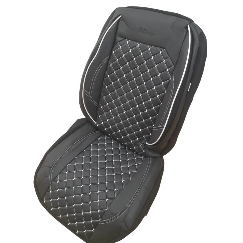 Huse scaune auto universale, piele sintetica, negru cu cusatura alba Reduceri