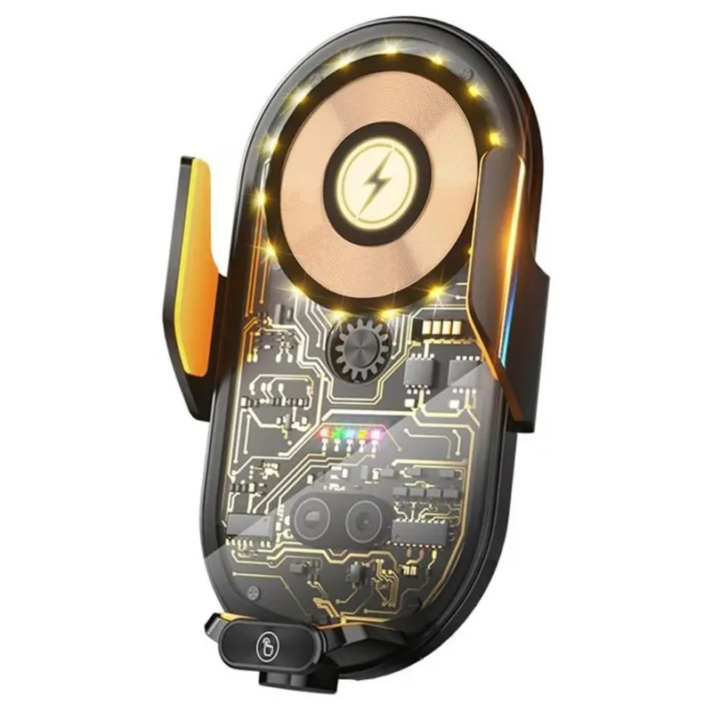 Preț redus Suport telefon cu incarcator wireless, 66W, cu port magnetic Type-C, senzor infrarosu, negru