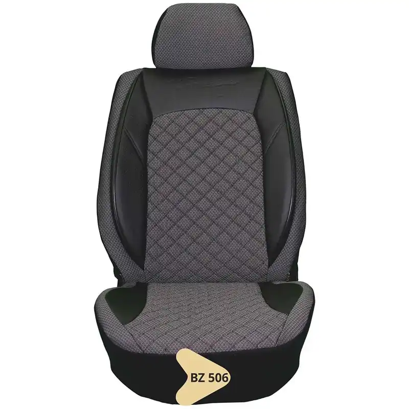 Preț promoțional Huse scaune auto universale, stofa si piele sintetica, negru plus gri cu model romb