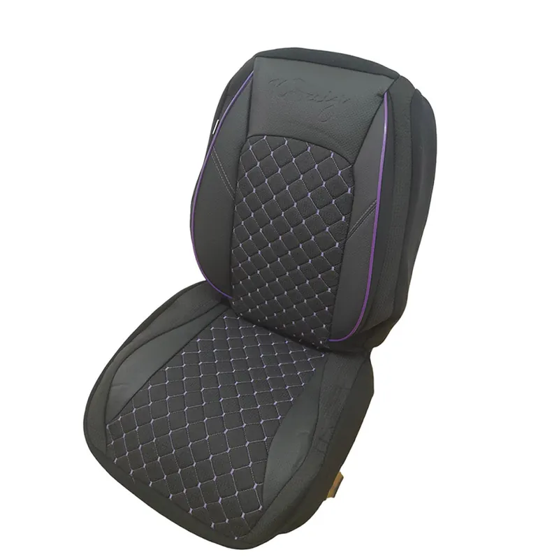 Huse scaune auto universale, stofa si piele sintetica, negru cu cusatura mov Livrare rapidă