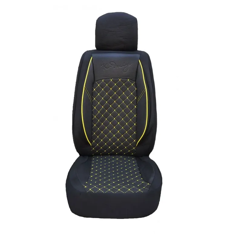 Huse scaune auto universale, stofa si piele sintetica, negru cu cusatura galbena Retur gratuit