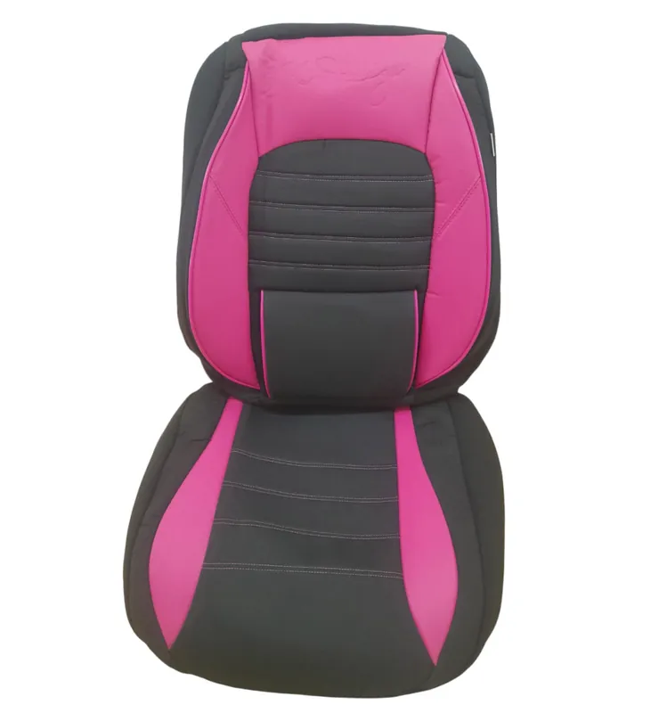 Huse scaune auto universale, stofa si piele sintetica, roz cu negru Ofertă specială
