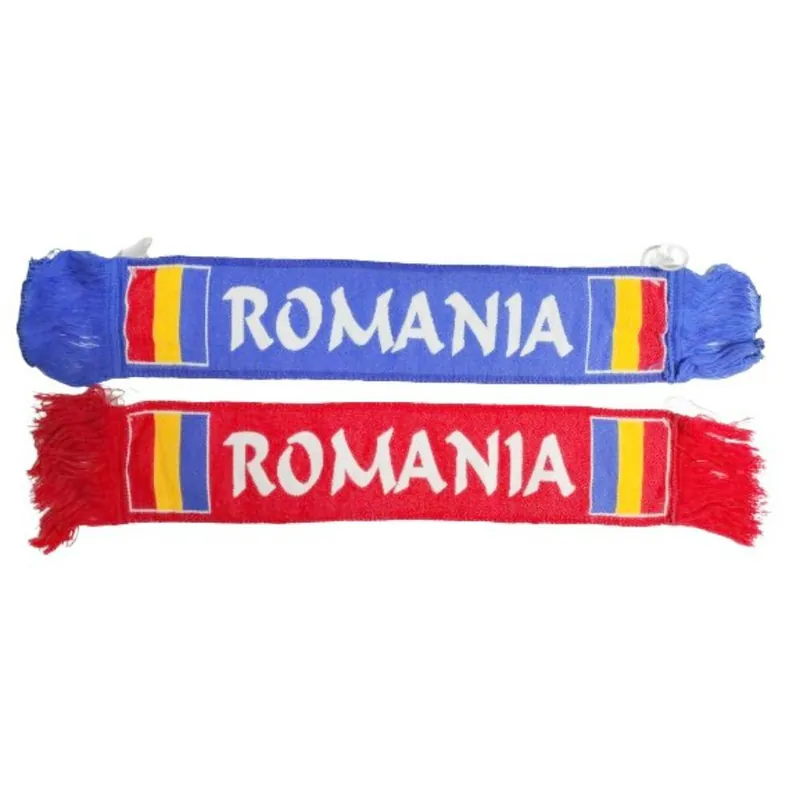 Lichidare de stoc Mini esarfa cu Romania, cu franjuri, pentru interior cu ventuze, 45 x 9 cm