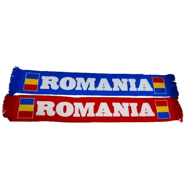 Ofertă de sezon Fular tricotat cu Romania, cu franjuri, 130 x 20 cm