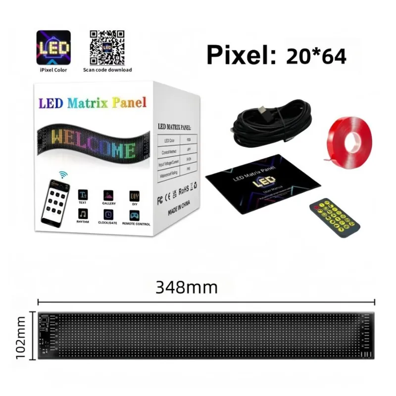 Preț redus Panou afisaj matrix led, flexibil, 348x102mm, ochi camion, aplicatie mobila, cu telecomanda