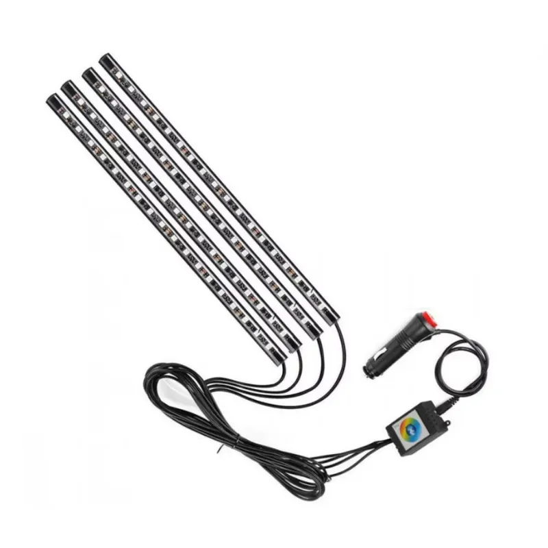 Reducere extra Kit banda led, 4 benzi autoadezive cu lumini ambientale RGB cu aplicatie telefon bluetooth, cu 18 leduri, multicolor
