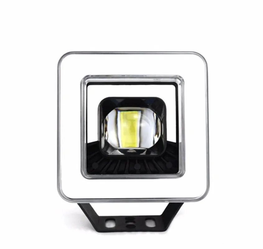 Proiector patrat LED 60W cu Angel Eyes ALB si GALBEN + RED DEVIL EYE 115mm 12-24V auto moto OFF-ROAD Calitate înaltă
