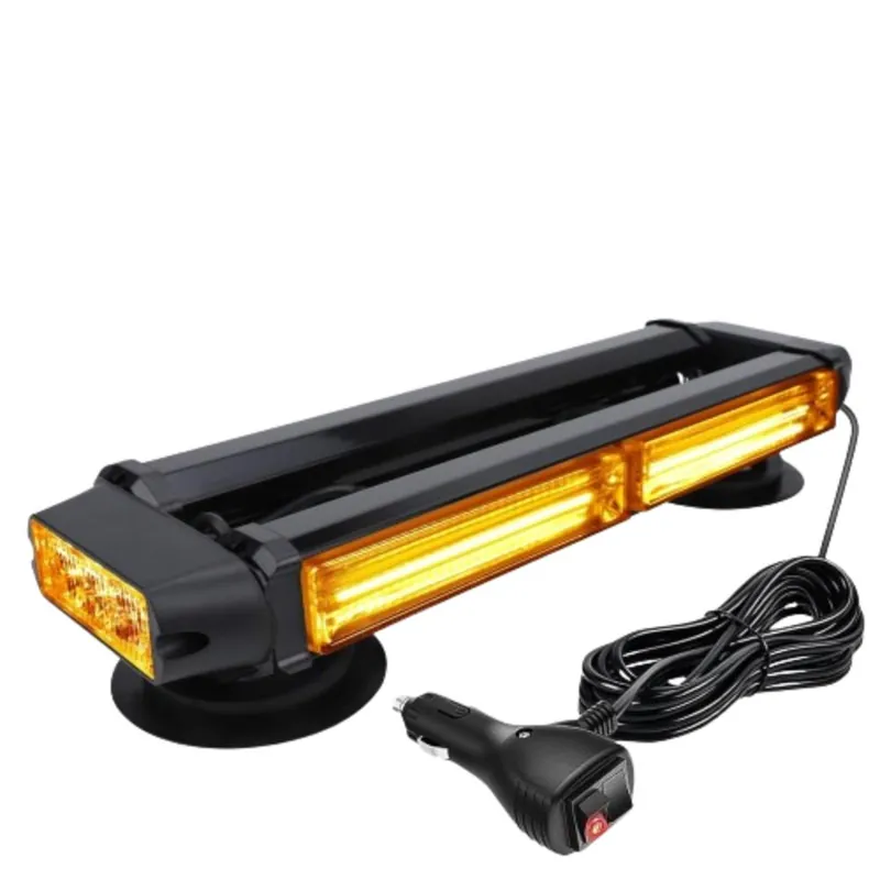 Mini rampa girofar 37 cm, 12-24V, LED, cu magnet, cu mufa pentru bricheta, culoare portocalie Bestseller