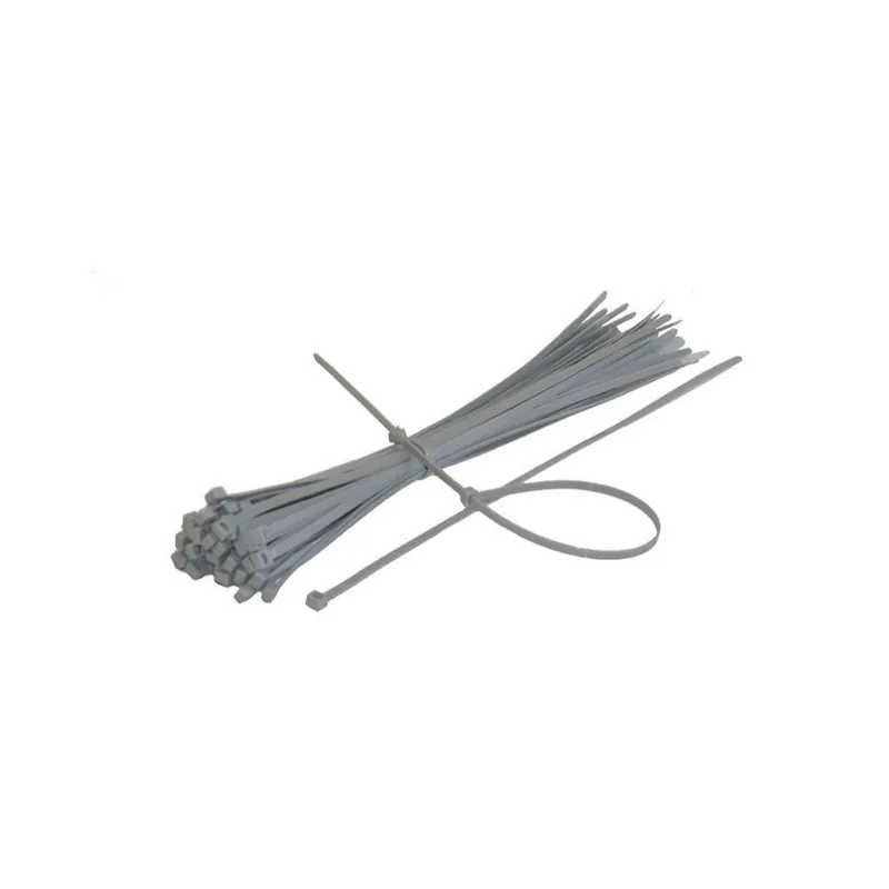 Disponibil imediat Set 100 coliere din plastic, 4.8 x 380 mm, gri