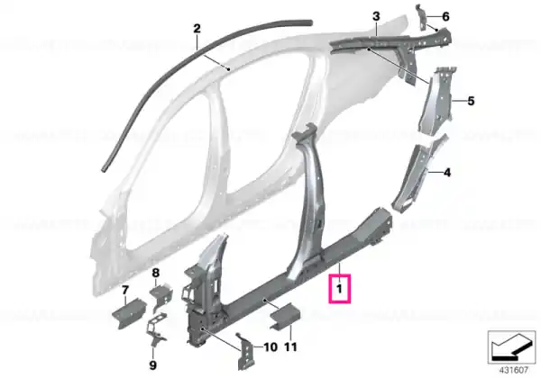 Comandă acum Side frame, middle right