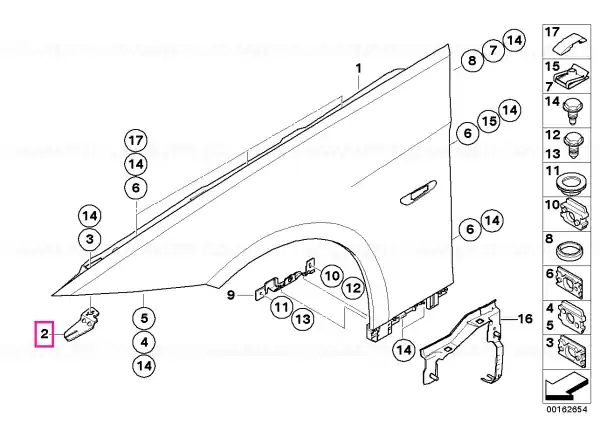 Holder, side panel, front right - BMW Popular