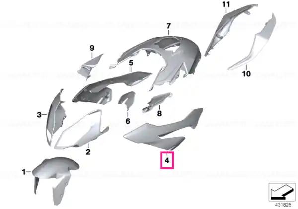 Fairing side section, primed, left Preț redus
