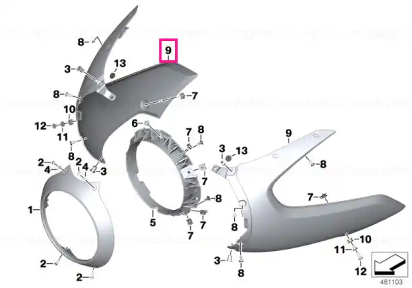 Plată sigură Lateral trim panel, right, primed - BMW Motorrad
