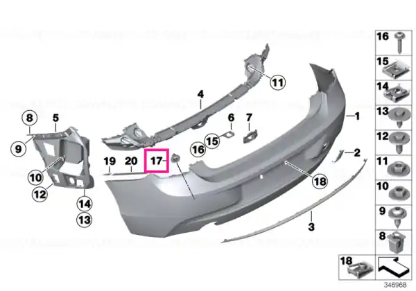 Set, mounts, PDC sensor, rear - BMW Cumpărături sigure