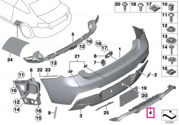 Retur gratuit Insert, bumper, rear - BMW