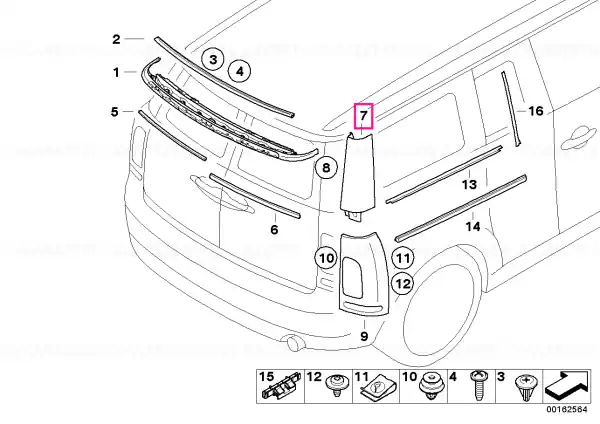 Capac coloană C stânga SCHWARZ - BMW - Mini Transport gratuit