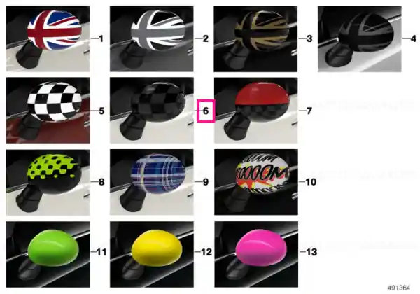 Discount Capac oglindă dreapta RHD CHECKERED B/G - BMW - Mini