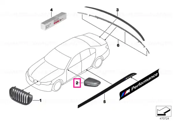 Carcasa oglinda exterioara dreapta, Carbon, RHD (volan pe partea dreapta) "BMW M Performance" - BMW G11, G11N, G12, G12N, G14, G15, G16, G30, G31, G32 Preț mic