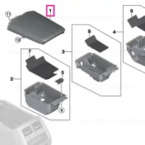 Armrest, leather, front middle SCHWARZ Promoție
