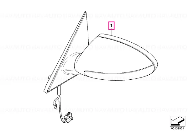 Outside mirror M w/o glass,primed,righ M Reducere extra