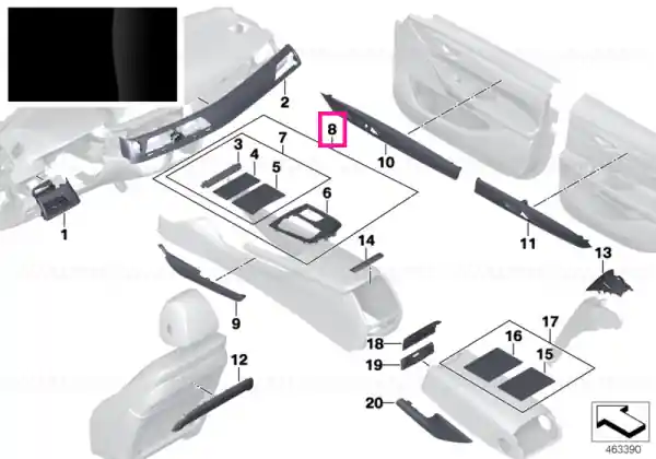 Premium Set ornamente centru Piano SCHWARZ - BMW