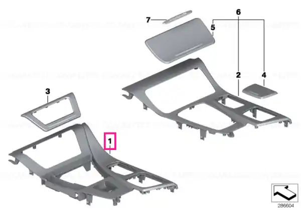 Ultima șansă Panou trim consola centrală cenușiu lucios - BMW