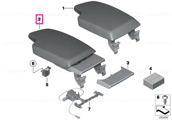 Armrest, leather, front middle VENETOBEIGE Plată securizată