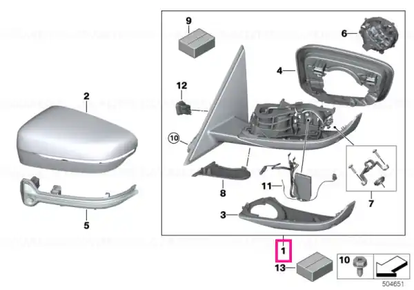 Retur gratuit heated outside mirror, left