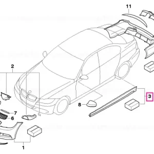 BMW Performance aero kit, sill, painted ALPINW. 3 (300) Discount