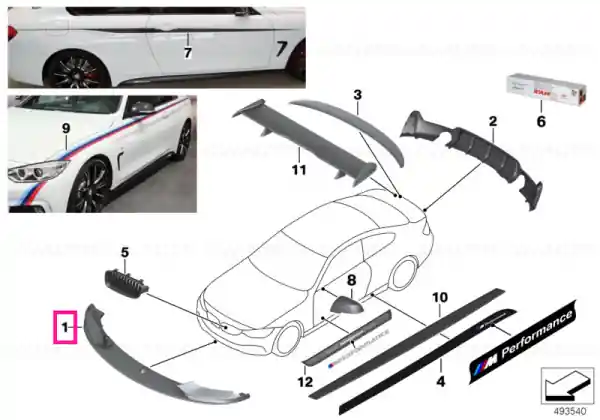 Cumpărături sigure Buza bara fata "BMW M Performance" - BMW F32, F32N, F36, F36N