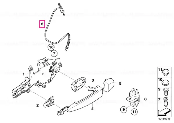 Bowden cable, outside door handle, rear - BMW Mai ieftin