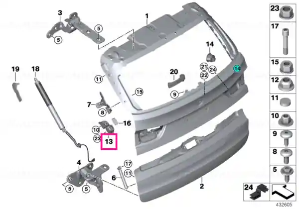 Stop, trunk lid, left Premium