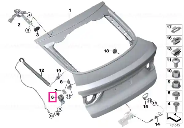 Stop, trunk lid, left Reducere extra