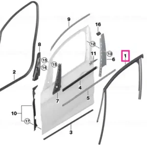 Window guide, left front door BASIS Premium