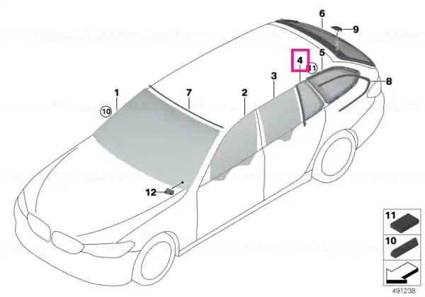 Side window, green, fixed,door,rear left ESG Preț promoțional