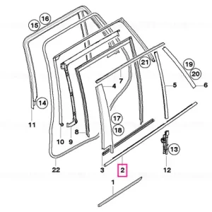 Window well strip, outer, door, rear rgt SCHWARZ - BMW Preț mic