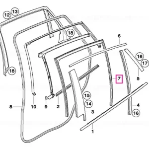 Window guide, right rear door Calitate înaltă