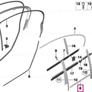 Window well strip, outer, door, rear rgt ALU SATINIERT - BMW Super ofertă