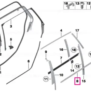 Window well strip, outer, door, rear rgt ALU SATINIERT - BMW Ofertă