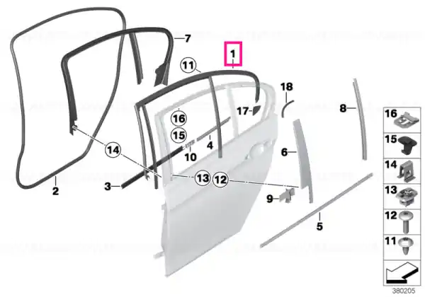 Window guide, right rear door Ofertă exclusivă