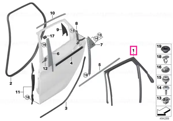 Chilipir Window guide, left rear door