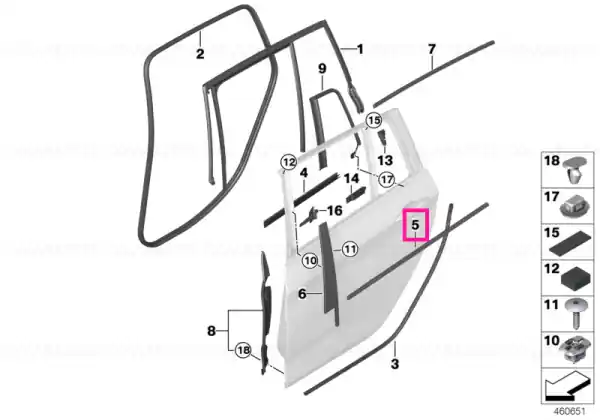 Ieftin Window well strip, outer, door, rear rgt BASIS - BMW