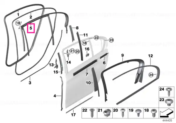 Reducere Window guide, left rear door