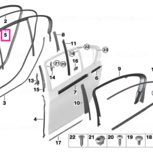 Window guide, left rear door Super ofertă