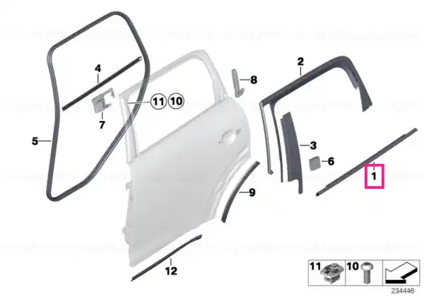 Ofertă Window well strip, outer, door, rear rgt - BMW - Mini