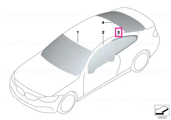 Disponibil imediat Side window, fixed, rear left ALU HOCHGLANZ