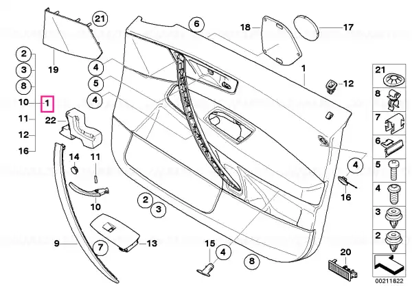 Door lining leather front right SCHWARZ - BMW Promoție