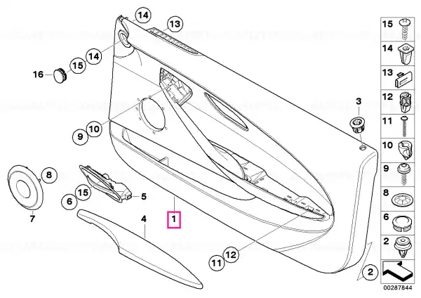 Livrare gratuită Door lining leather left SCHWARZ - BMW