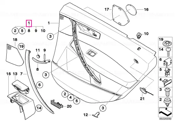 Door lining leather rear right TERRACOTTA - BMW Preferatul clienților